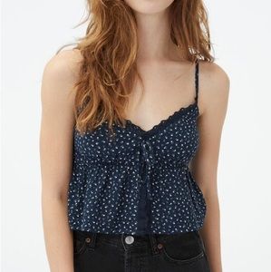 Floral Lace-Trim V-Neck Cropped Cami. Size S